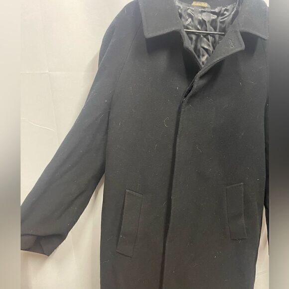 Black Cashmere and Wool Blend Italian Peacoat - Picture 2 of 7